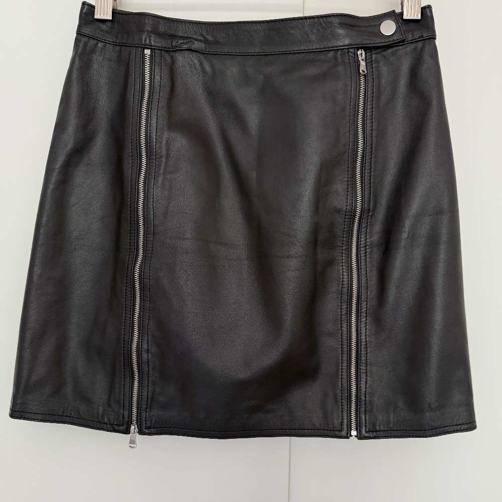 J Brand Leather Zip Black Mini Skirt Size Small